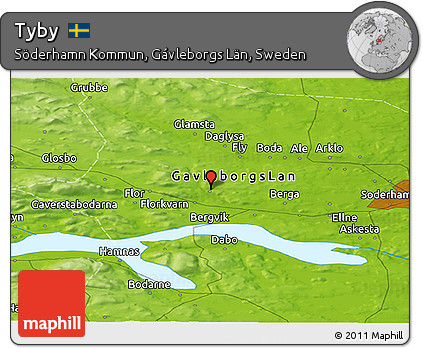 Physical Panoramic Map of Tyby