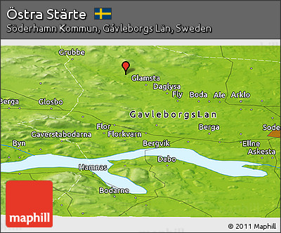 Physical Panoramic Map of Östra Stärte