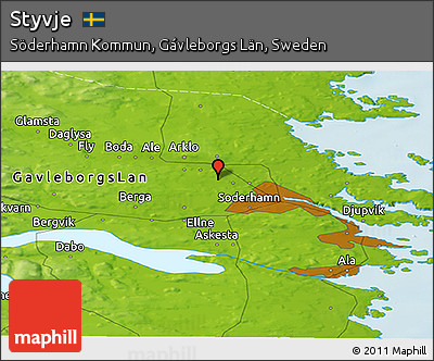 Physical Panoramic Map of Styvje