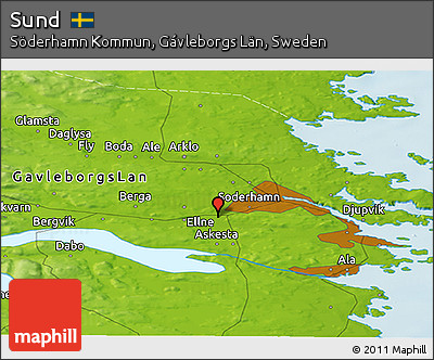Physical Panoramic Map of Sund