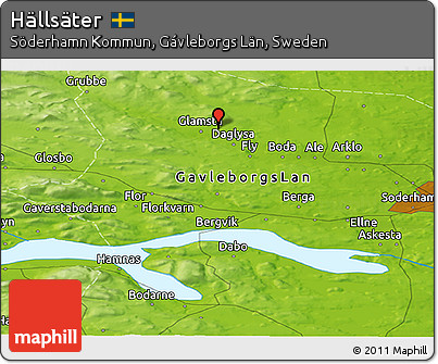 Physical Panoramic Map of Hällsäter