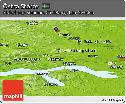 Physical Panoramic Map of Östra Stärte
