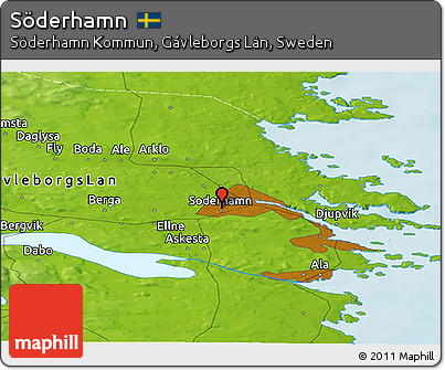 Physical Panoramic Map of Söderhamn