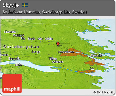 Physical Panoramic Map of Styvje