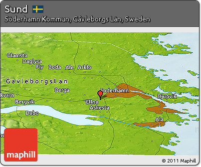 Physical Panoramic Map of Sund
