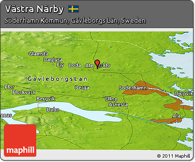 Physical Panoramic Map of Västra Närby