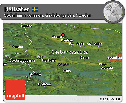 Satellite Panoramic Map of Hällsäter