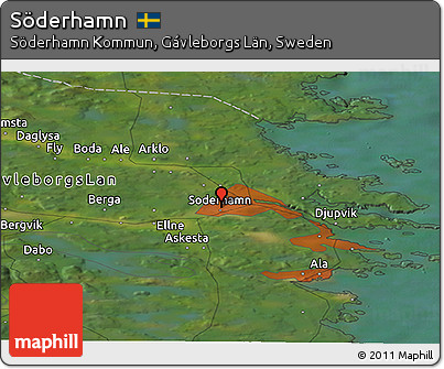 Satellite Panoramic Map of Söderhamn