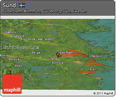 Satellite Panoramic Map of Sund
