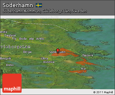 Satellite Panoramic Map of Söderhamn