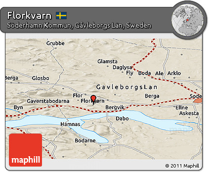 Shaded Relief Panoramic Map of Florkvarn