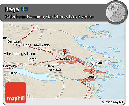 Shaded Relief Panoramic Map of Haga