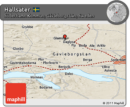 Shaded Relief Panoramic Map of Hällsäter