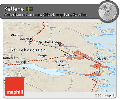 Shaded Relief Panoramic Map of Källene