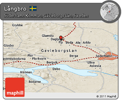 Shaded Relief Panoramic Map of Långbro