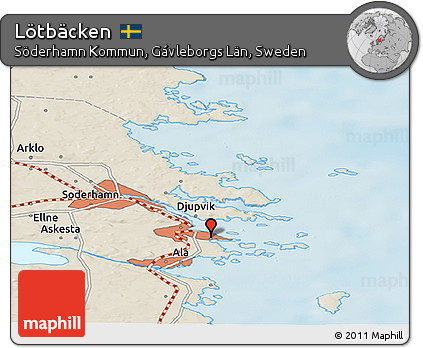 Shaded Relief Panoramic Map of Lötbäcken