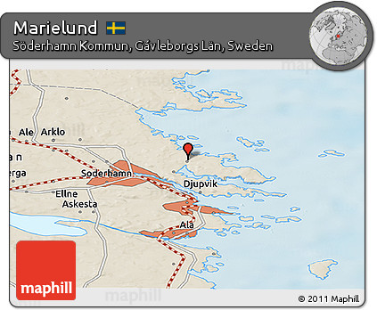 Shaded Relief Panoramic Map of Marielund