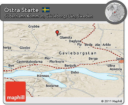 Shaded Relief Panoramic Map of Östra Stärte