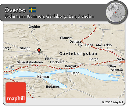 Shaded Relief Panoramic Map of Överbo