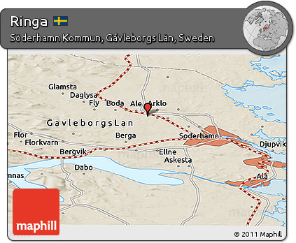 Shaded Relief Panoramic Map of Ringa