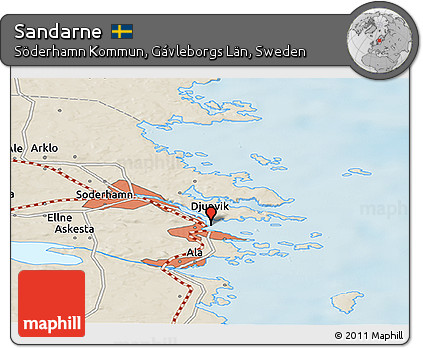 Shaded Relief Panoramic Map of Sandarne