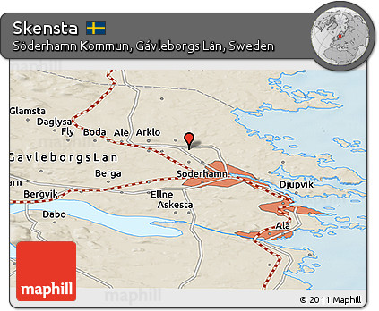 Shaded Relief Panoramic Map of Skensta