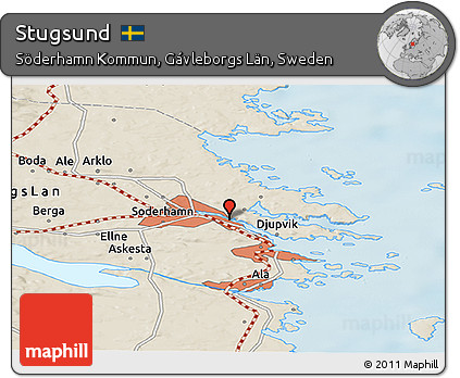 Shaded Relief Panoramic Map of Stugsund