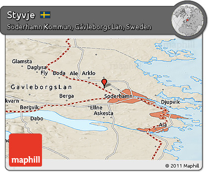 Shaded Relief Panoramic Map of Styvje