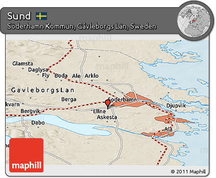 Shaded Relief Panoramic Map of Sund