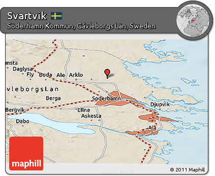 Shaded Relief Panoramic Map of Svartvik