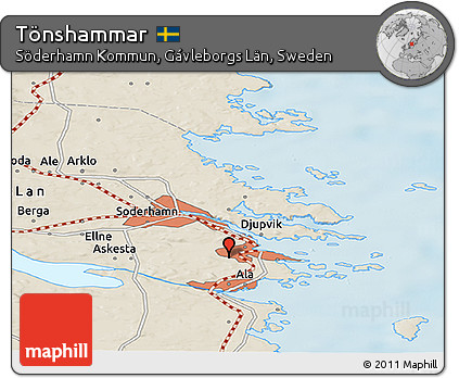 Shaded Relief Panoramic Map of Tönshammar