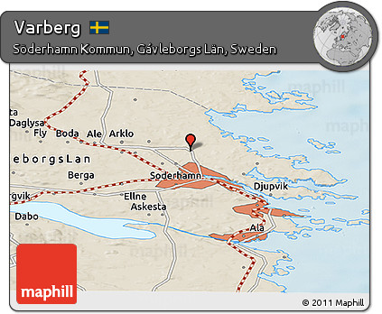 Shaded Relief Panoramic Map of Varberg