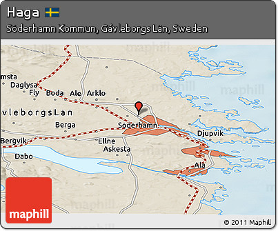 Shaded Relief Panoramic Map of Haga