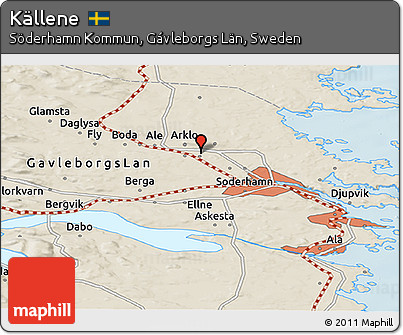 Shaded Relief Panoramic Map of Källene
