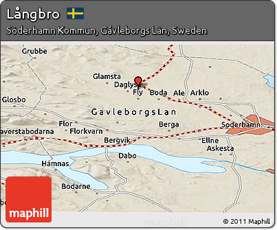 Shaded Relief Panoramic Map of Långbro