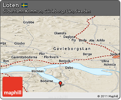Shaded Relief Panoramic Map of Löten