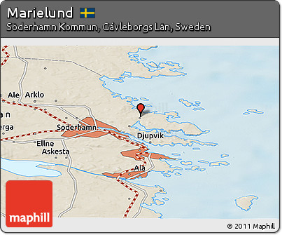 Shaded Relief Panoramic Map of Marielund