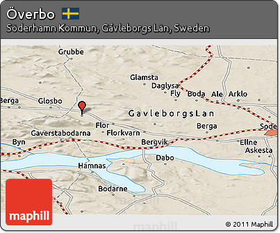 Shaded Relief Panoramic Map of Överbo