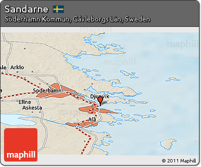 Shaded Relief Panoramic Map of Sandarne