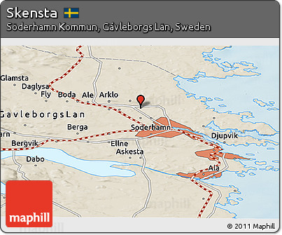 Shaded Relief Panoramic Map of Skensta