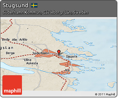 Shaded Relief Panoramic Map of Stugsund