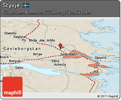 Shaded Relief Panoramic Map of Styvje