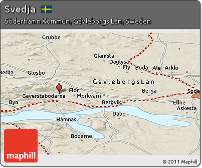Shaded Relief Panoramic Map of Svedja