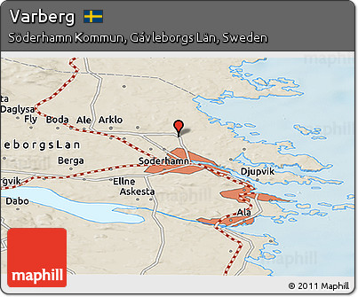 Shaded Relief Panoramic Map of Varberg