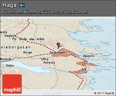 Shaded Relief Panoramic Map of Haga