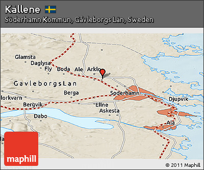 Shaded Relief Panoramic Map of Källene
