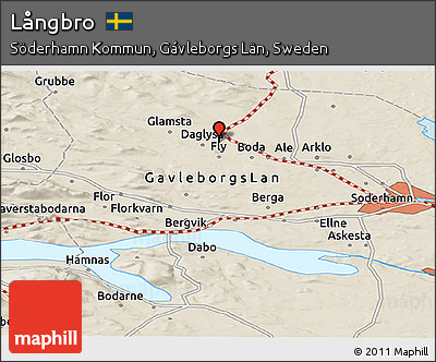 Shaded Relief Panoramic Map of Långbro