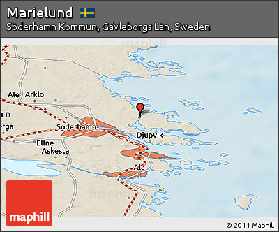 Shaded Relief Panoramic Map of Marielund