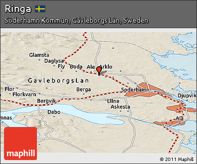 Shaded Relief Panoramic Map of Ringa