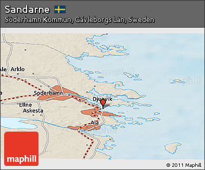 Shaded Relief Panoramic Map of Sandarne